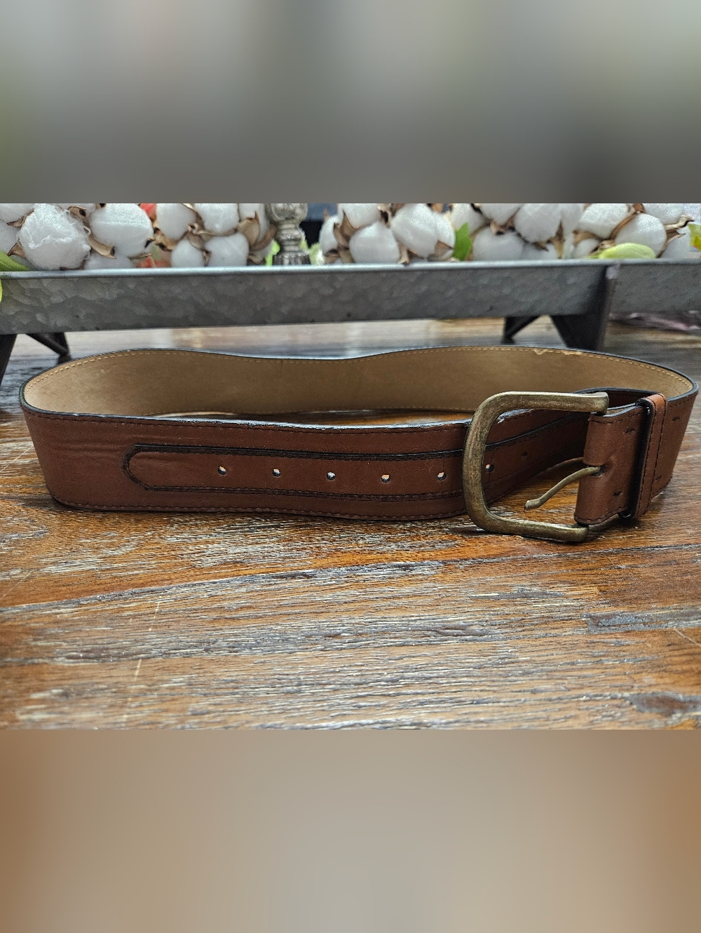 Vintage-Inspired Brown Leather Waist Belt | Wide Cinch Style | Womens